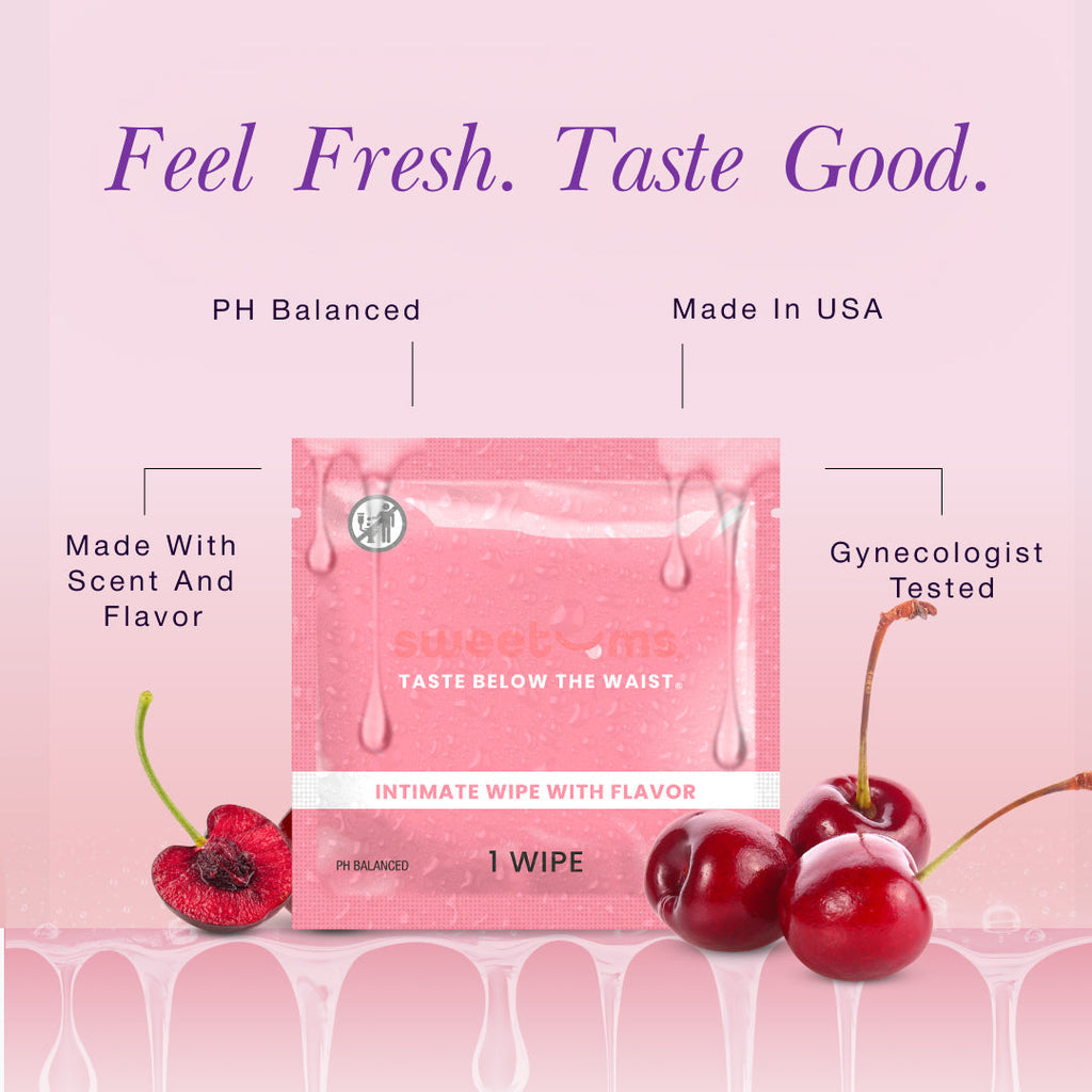 Sweetums Cherry Flavored Intimate Wipes | Feel Fresh & Confident