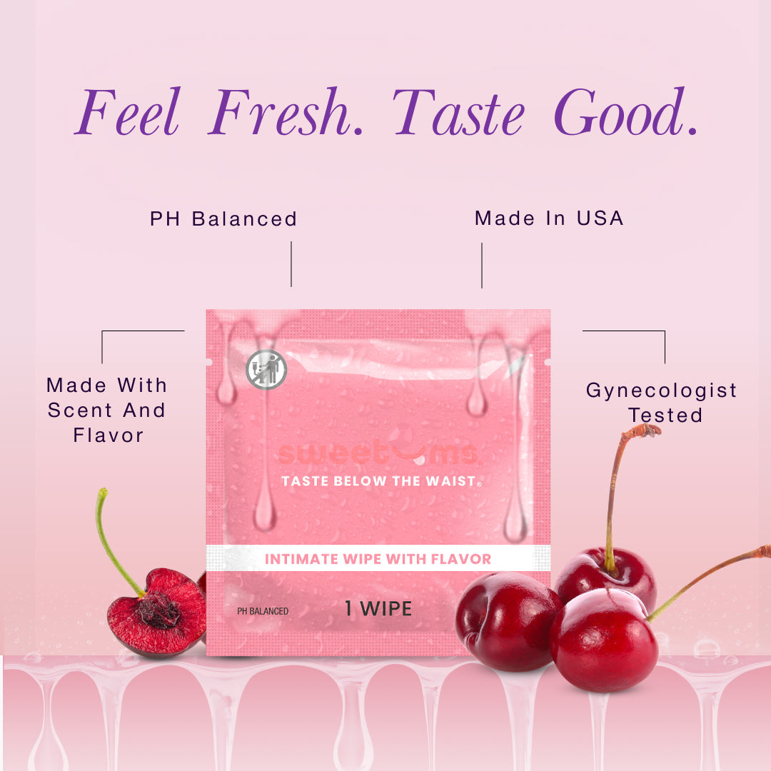 Sweetums Cherry Flavored Intimate Wipes | Feel Fresh & Confident