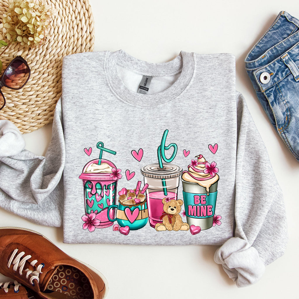 Valentine's Coffee Lover Sweatshirt | Cozy Pink Graphic Sweatshirt