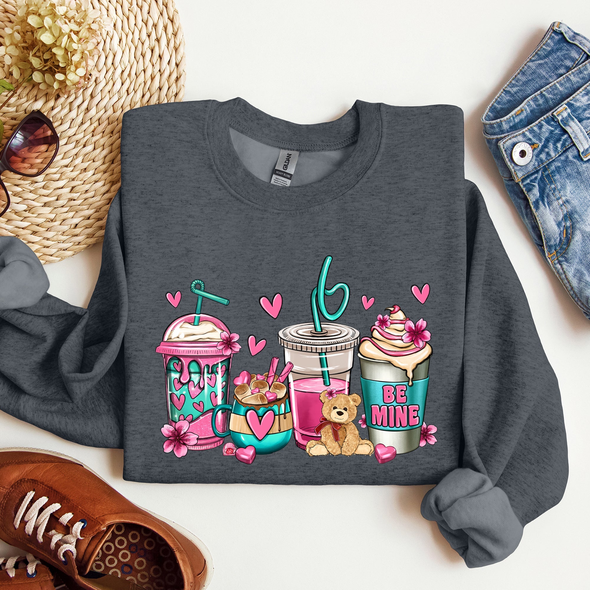 Valentine's Coffee Lover Sweatshirt | Cozy Pink Graphic Sweatshirt