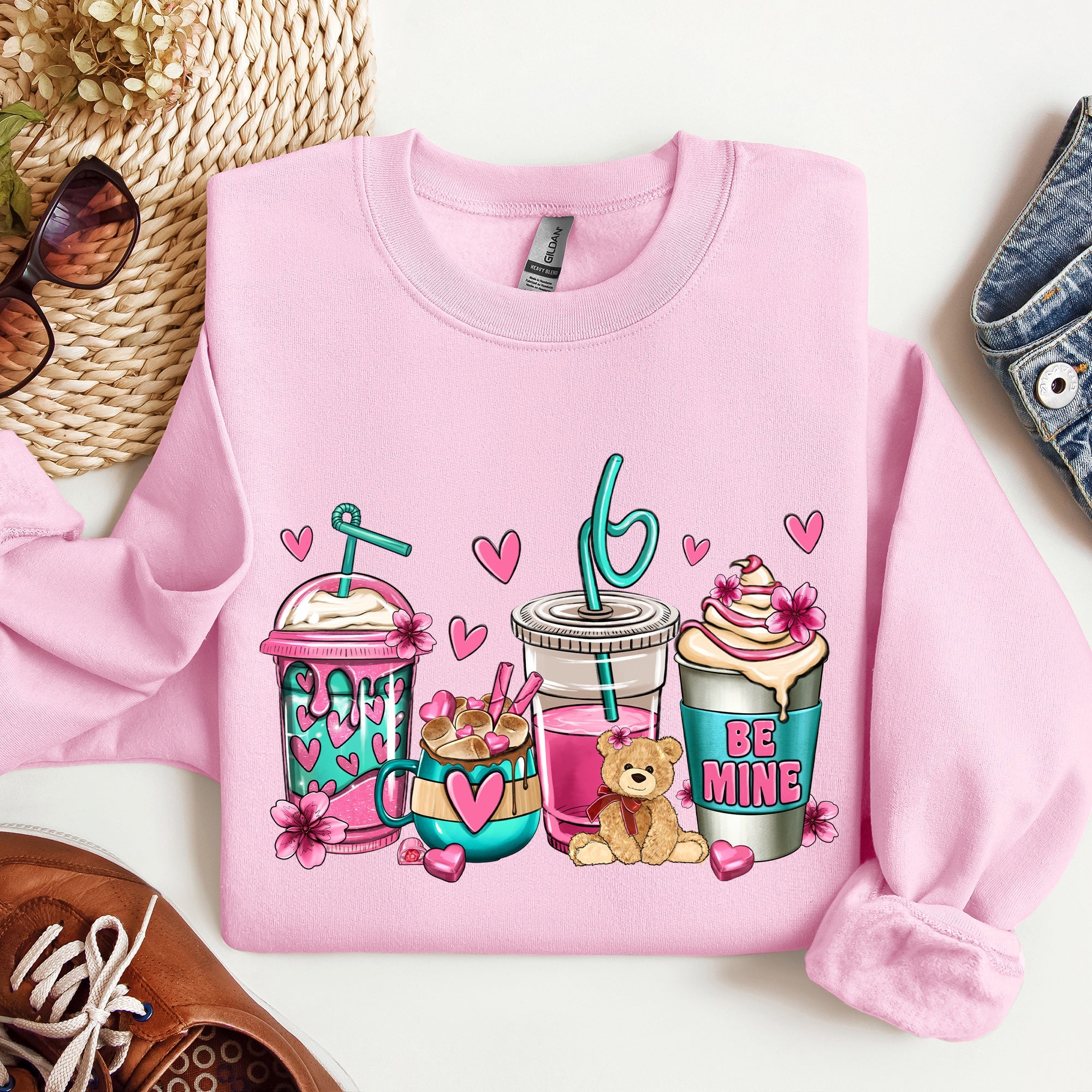 Valentine's Coffee Lover Sweatshirt | Cozy Pink Graphic Sweatshirt