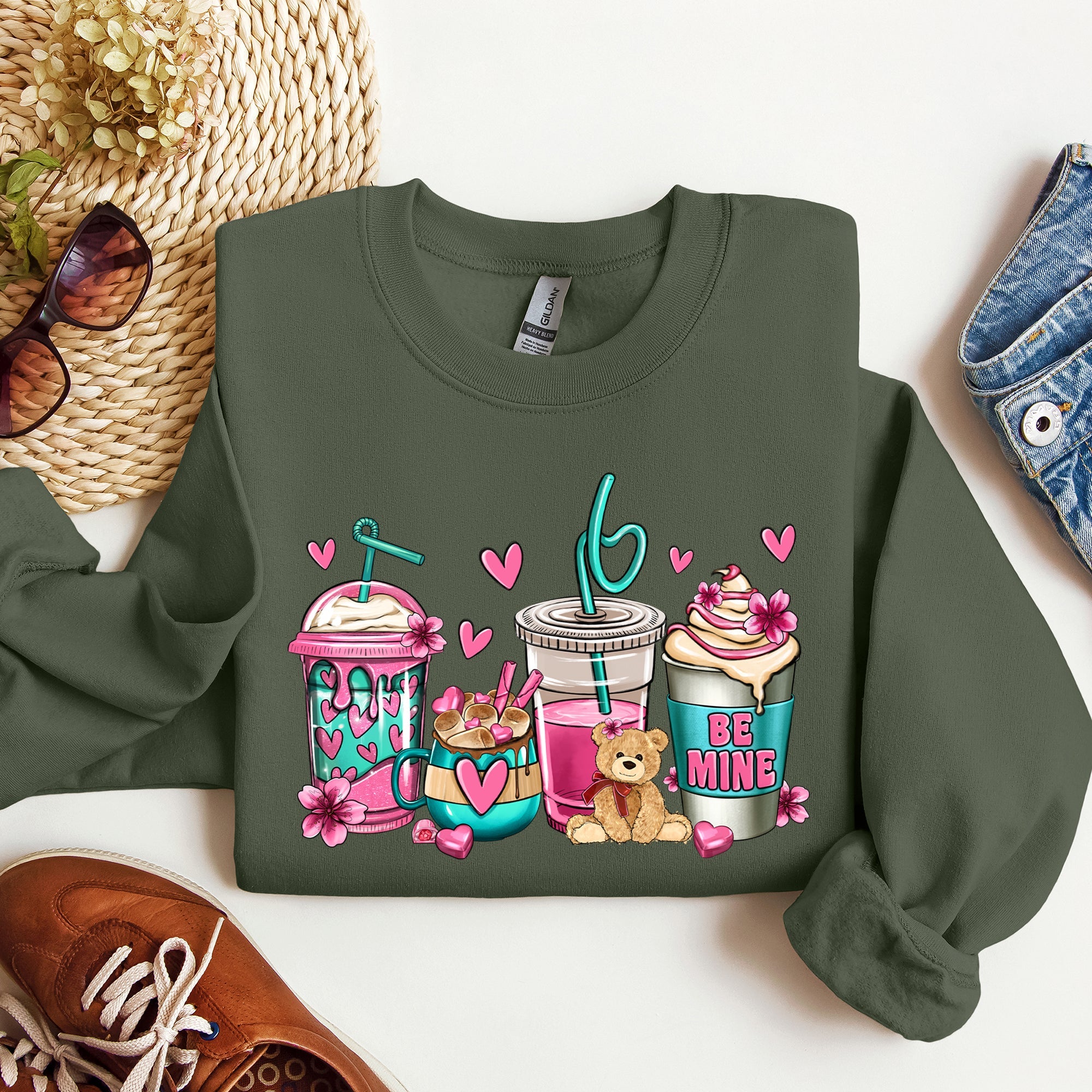 Valentine's Coffee Lover Sweatshirt | Cozy Pink Graphic Sweatshirt