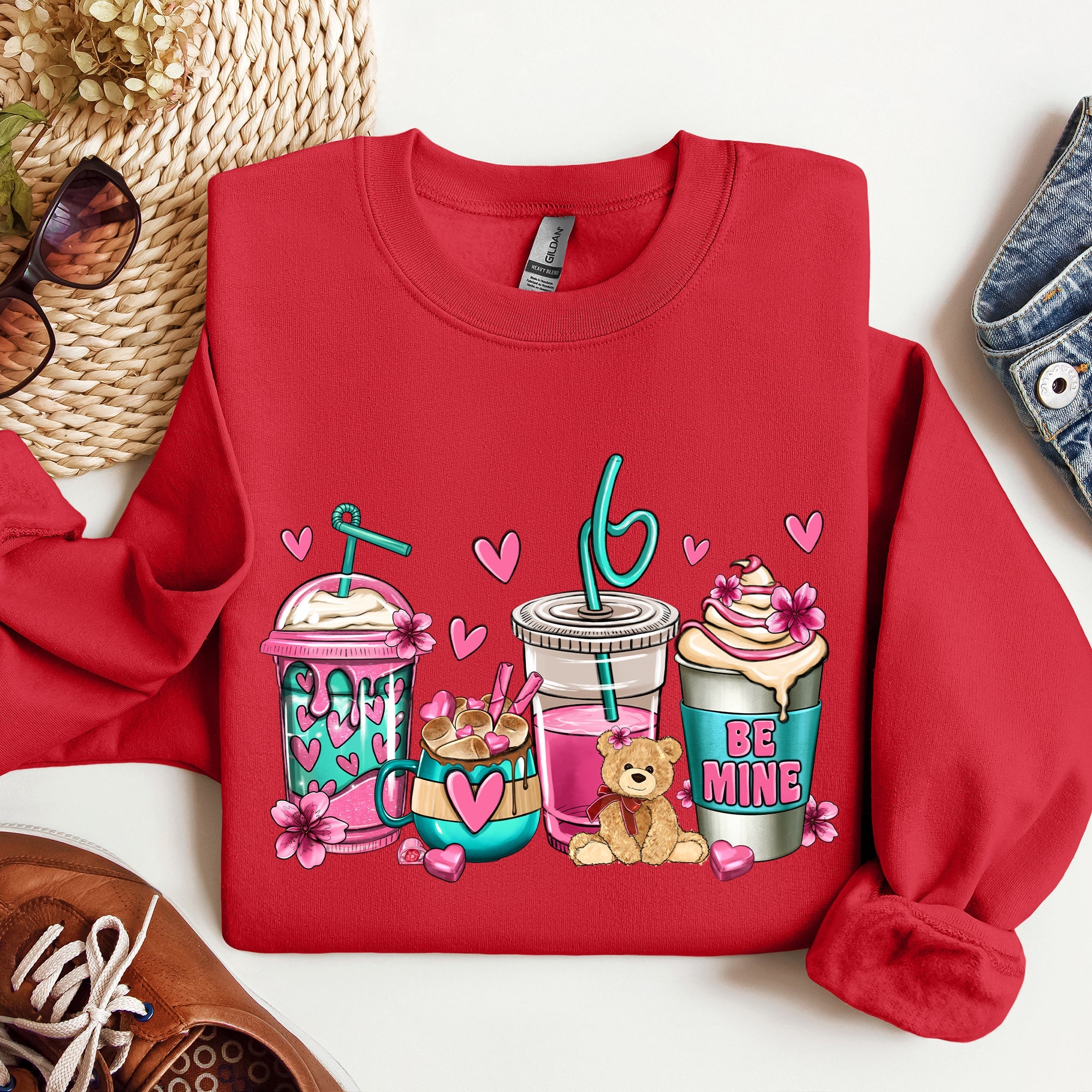 Valentine's Coffee Lover Sweatshirt | Cozy Pink Graphic Sweatshirt