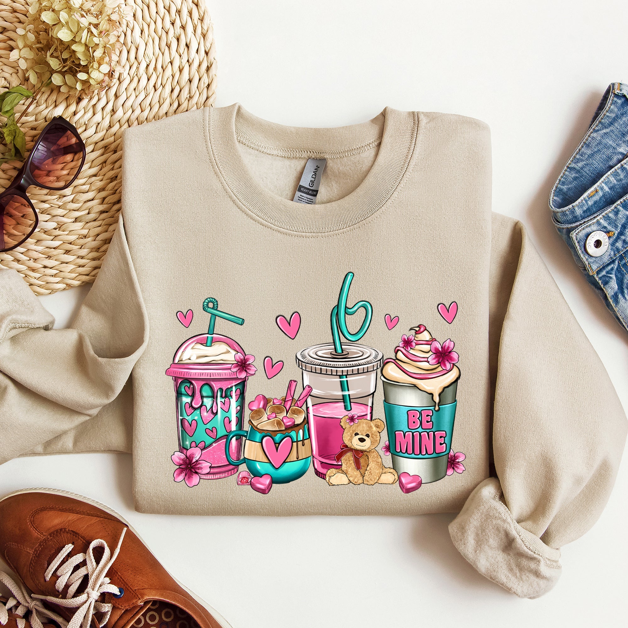 Valentine's Coffee Lover Sweatshirt | Cozy Pink Graphic Sweatshirt